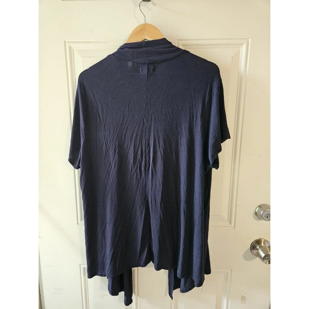 Maurices Womens 1X Navy Open Front Cardigan Short‎ Sleeve Lightweight Drape Plus